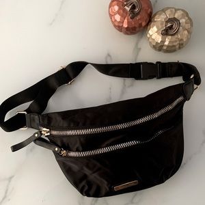 Adrienne Vittadini double zipper nylon waist bag